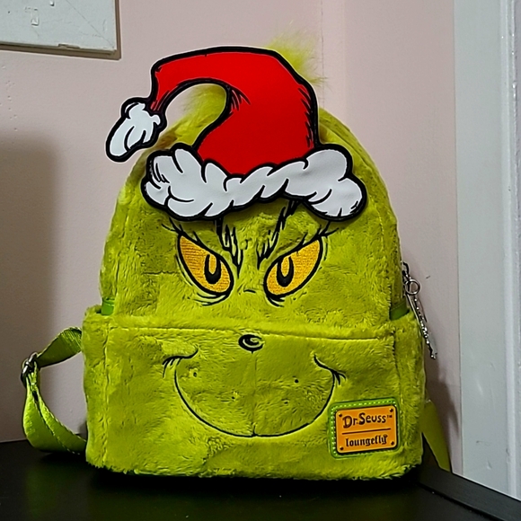 Dr. Seuss' How the Grinch Stole Christmas Furry Loungefly Backpack - Picture 1 of 6